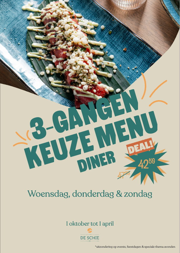 Flyer 3-gangen keuzemenu diner